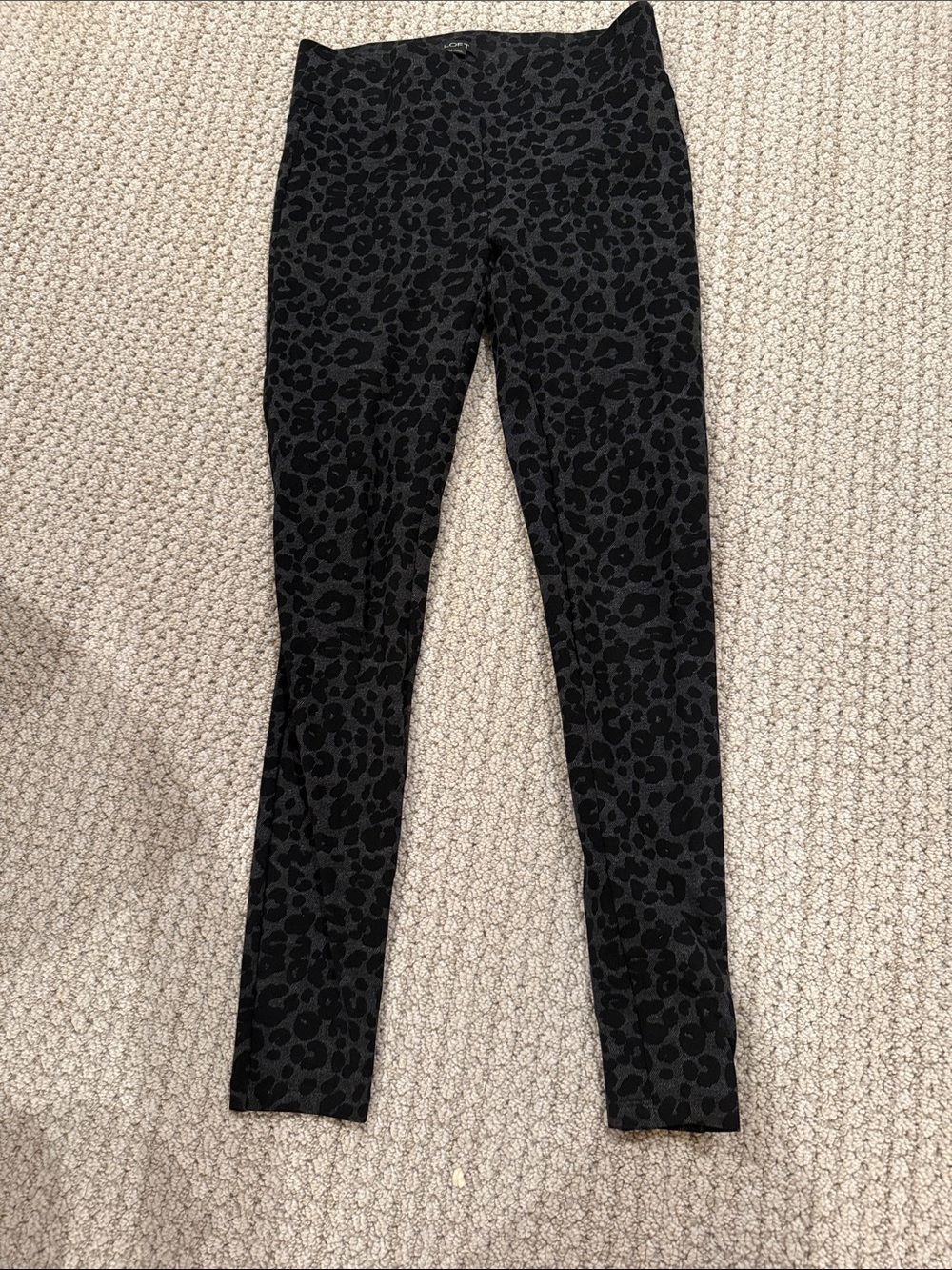Ann Taylor Black and Charcoal Leopard Print Leggings